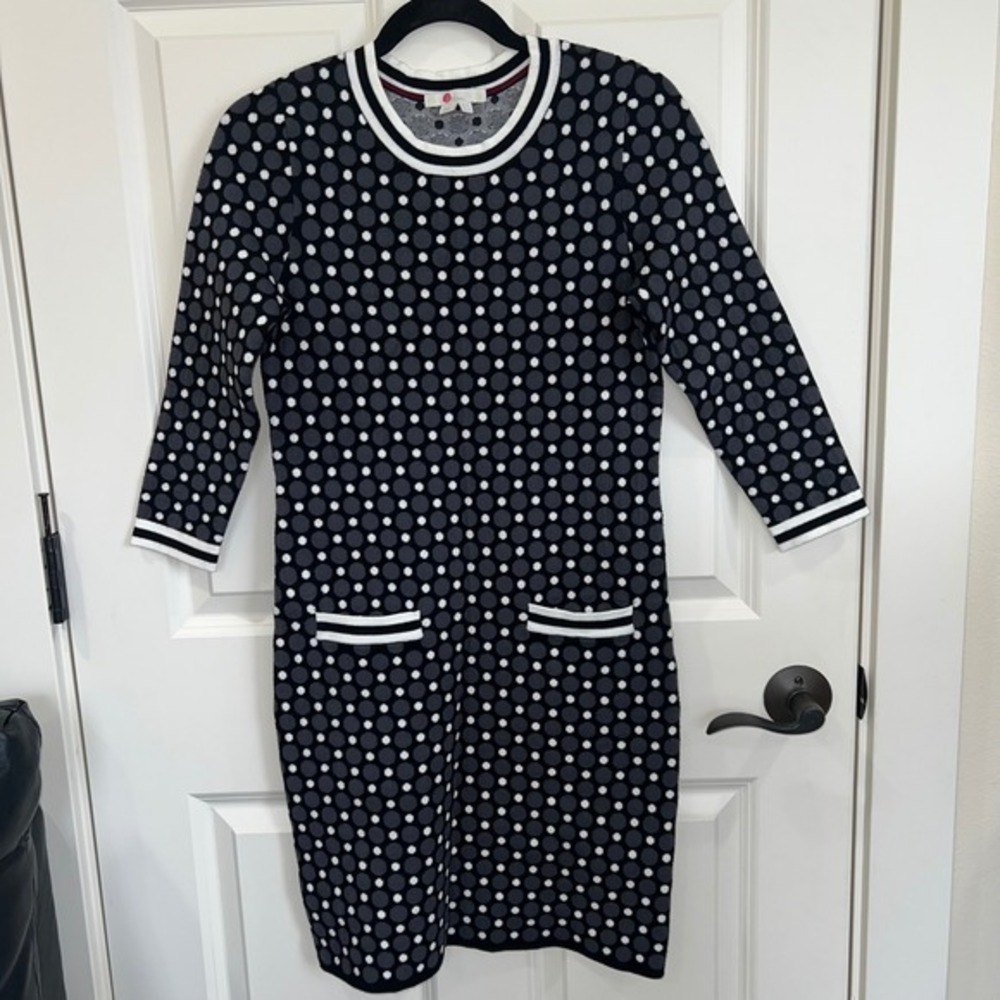 Boden Polka Dot 3/4 Sleeve Swearer Dress Size 6